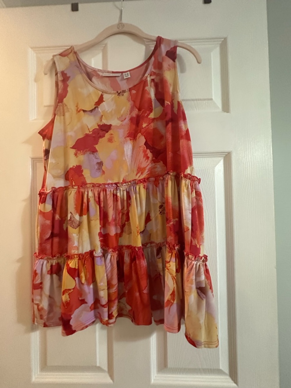 Susan Graver Girls' Tiered Floral Tank Top - Red, Yellow, Purple